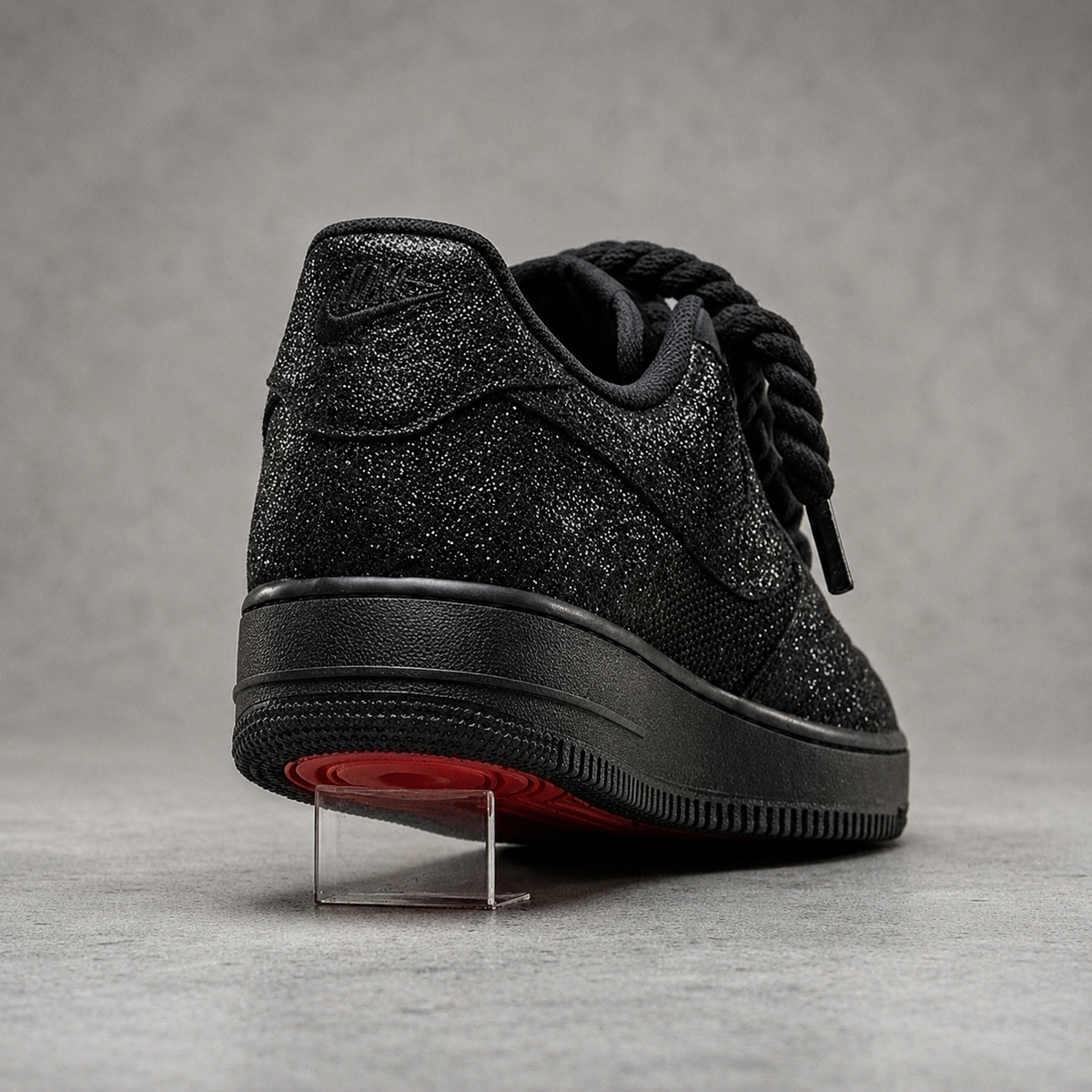 Custom Black Glitter x Red Bottoms AF1