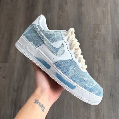 Custom Light Wash Denim AF1