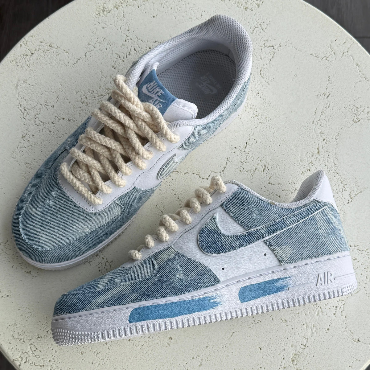 Custom Light Wash Denim AF1